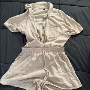 SHEIN Cream Button Down Shirt